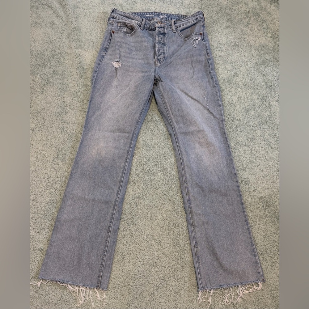 Old Navy Light Wash Distressed Kicker Boot-cut Jeans, sz 12